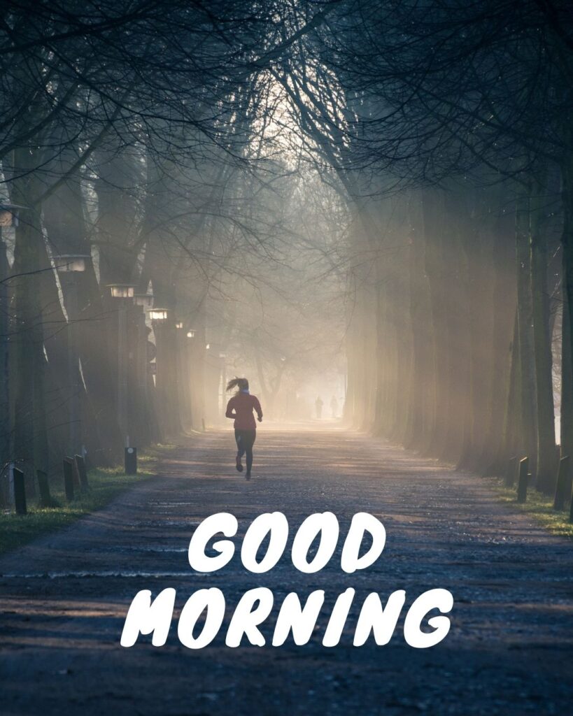 good morning images with man walking on the road