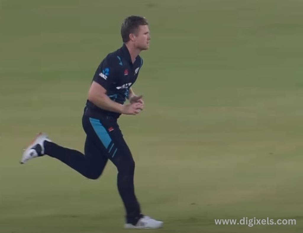 Cricket images of New Zealand pacer running to ball