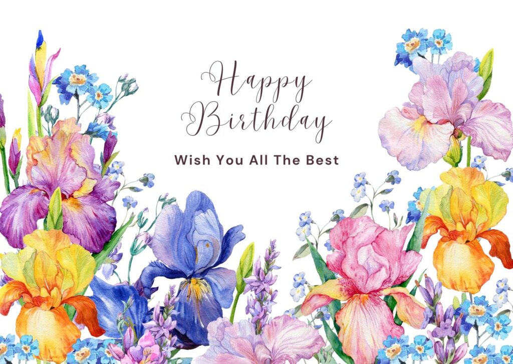 Happy birthday images with flowers, best wishes, text, vector design, free download on Digixels. 