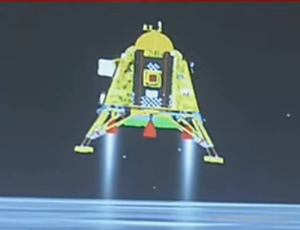 Chandrayaan 3 images, a footage of chandrayaan 3, landing on the Moon.