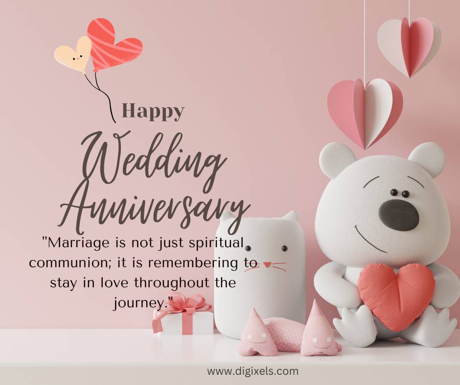 Happy anniversary images with heart, love icon, panda doll, cat doll, gift packet, free download.