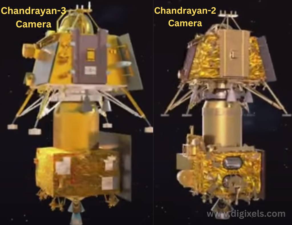 Chandrayaan 3 images, these are two picture of chandrayaan camera, the right camera is chandrayaan 2 camera and the left one is chandrayaan 3 camera which is more powerful camera than the chandrayaan 2.