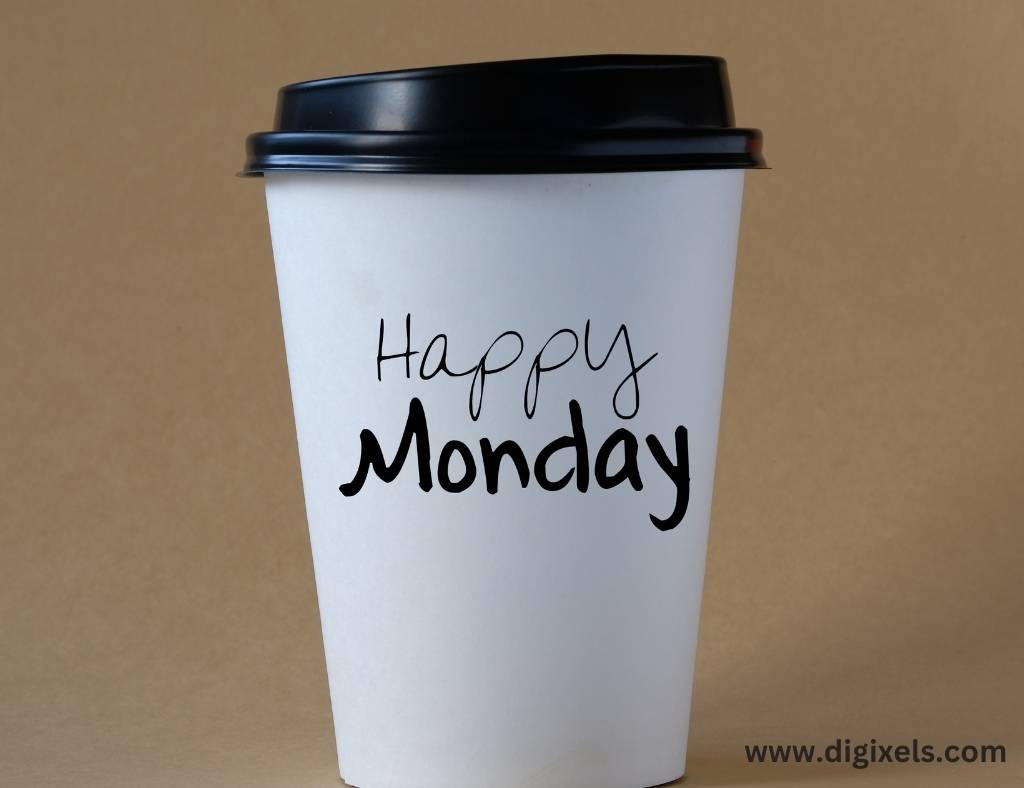 Happy Monday images with text, coffee, coffee cane