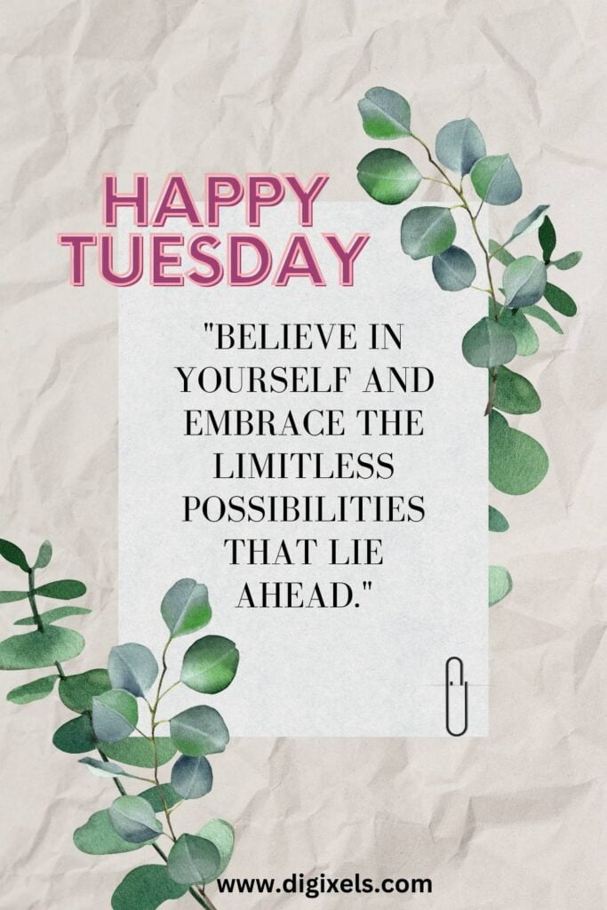 Happy Tuesday Images with text, quotes, leave