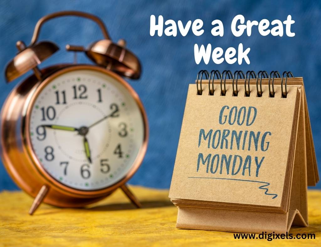Happy Monday images with text, calendar, clock