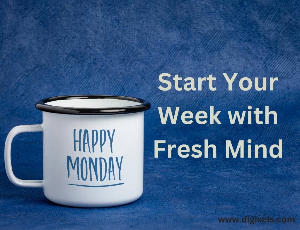 Happy Monday images with text, coffee, coffee cup