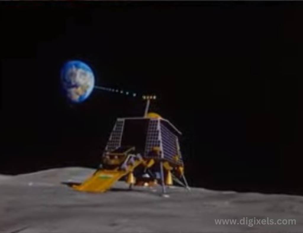 Chandrayaan 3 images, a footage of chandrayaan 3 landed on the Moon, and Earth is visible from the Moon, The planet Earth looks blue.