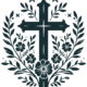 Floral Christian Cross Design Illustration